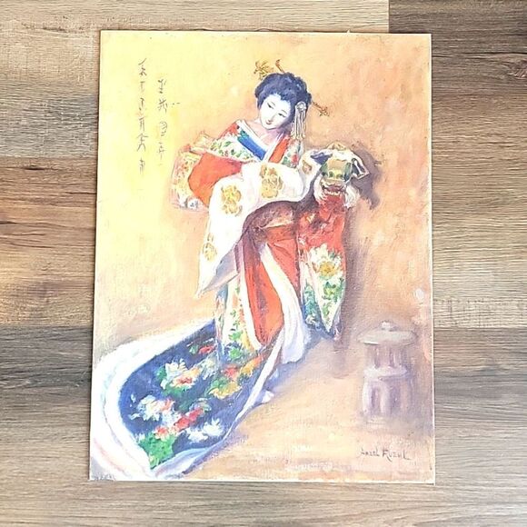 Original Geisha oil painting signed Hazel Ruehl - Picture 1 of 13
